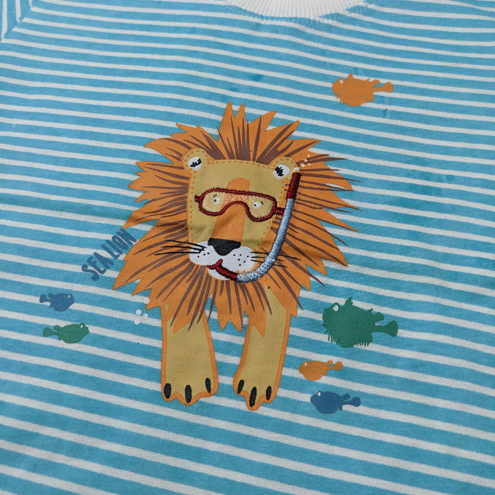 Adorable Striped Lion Print T-Shirt for Kids