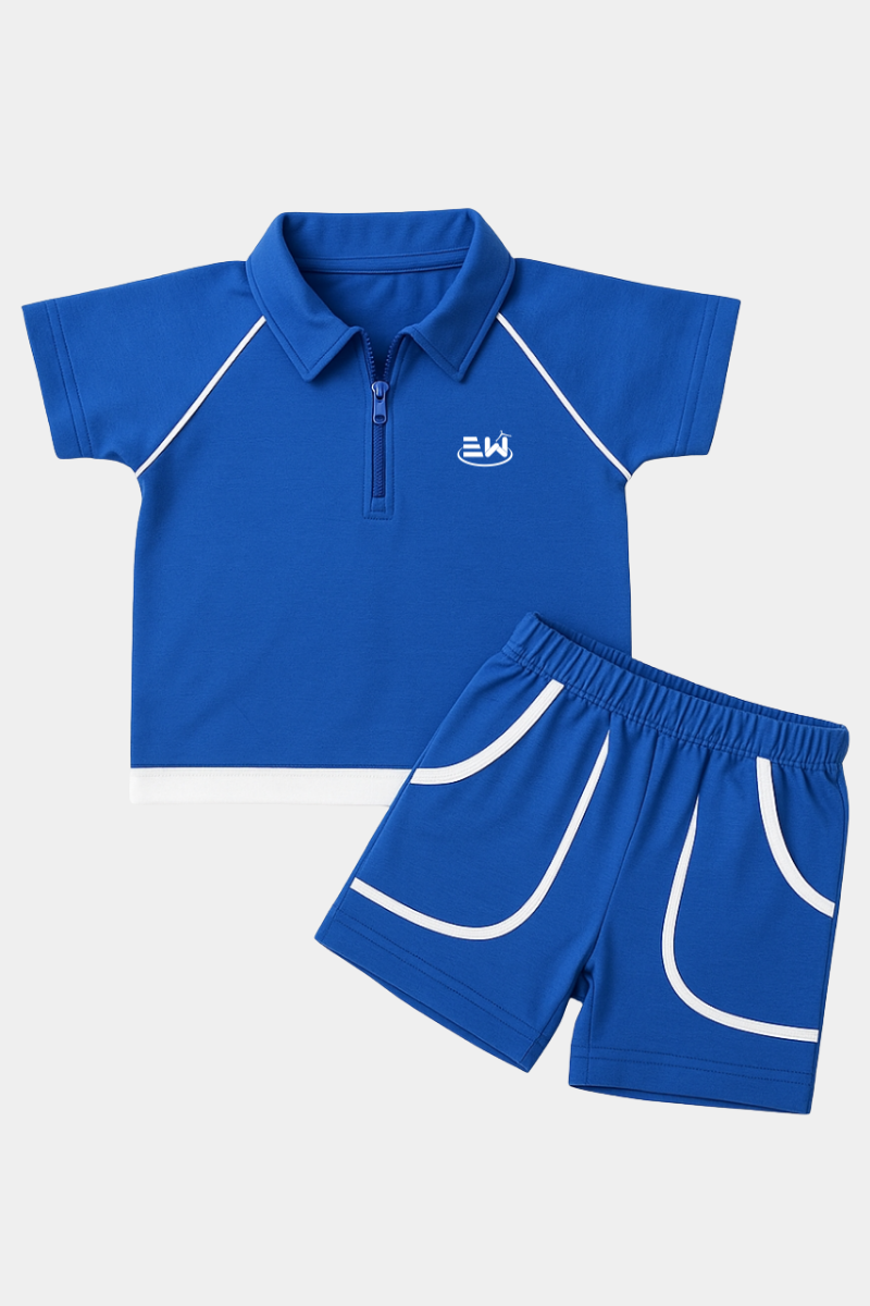 Boys' Sporty Blue Polo Shirt & Shorts Set