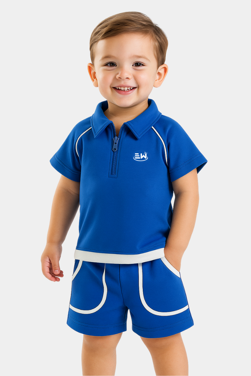 Boys' Sporty Blue Polo Shirt & Shorts Set