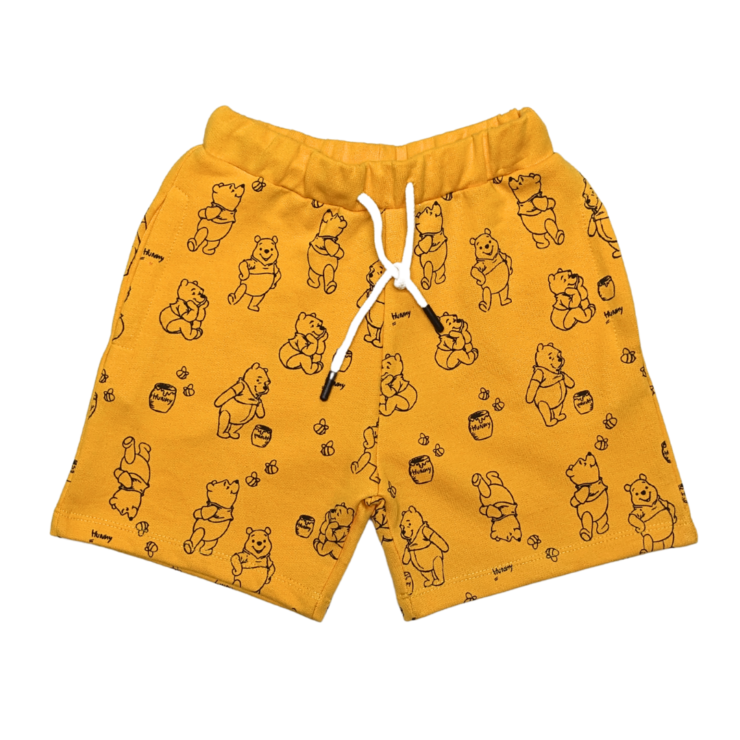 Boys Pooh Print Tee & All-Over Patterned Shorts Set