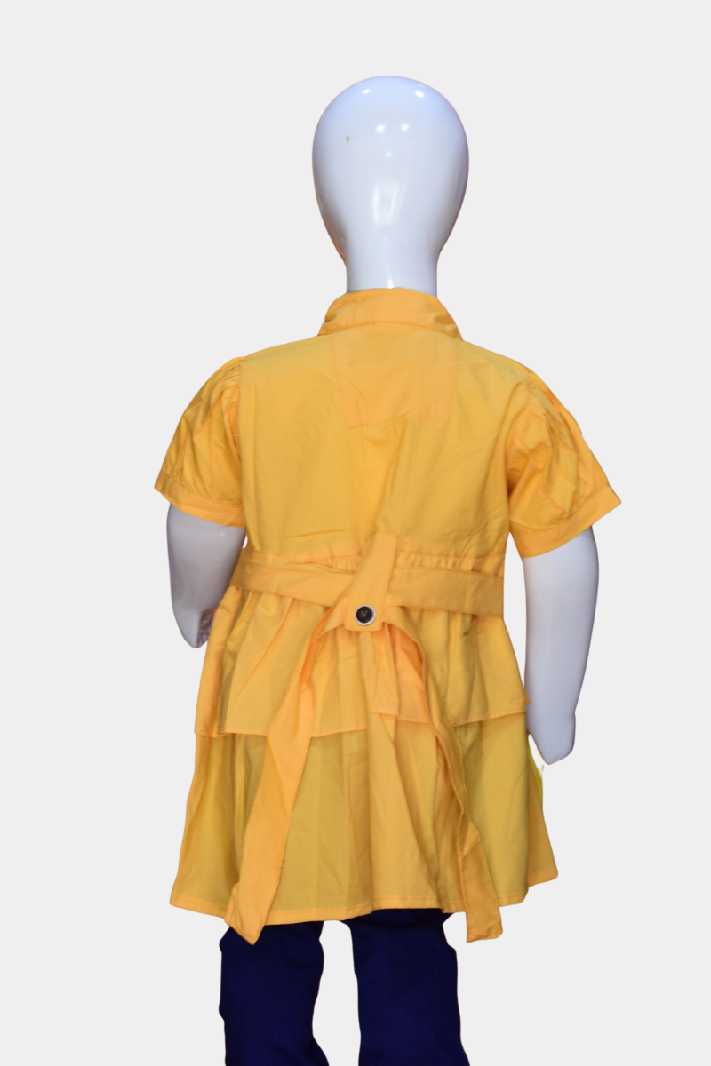 Kids’ Yellow Utility Shirt Dress with Tiered Skirt & Belt | Stylish Girls’ Outfit