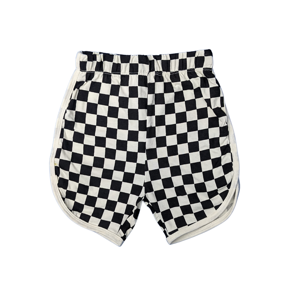 Kids Checkered Sleeveless Sando Set - Red Sports Car Print