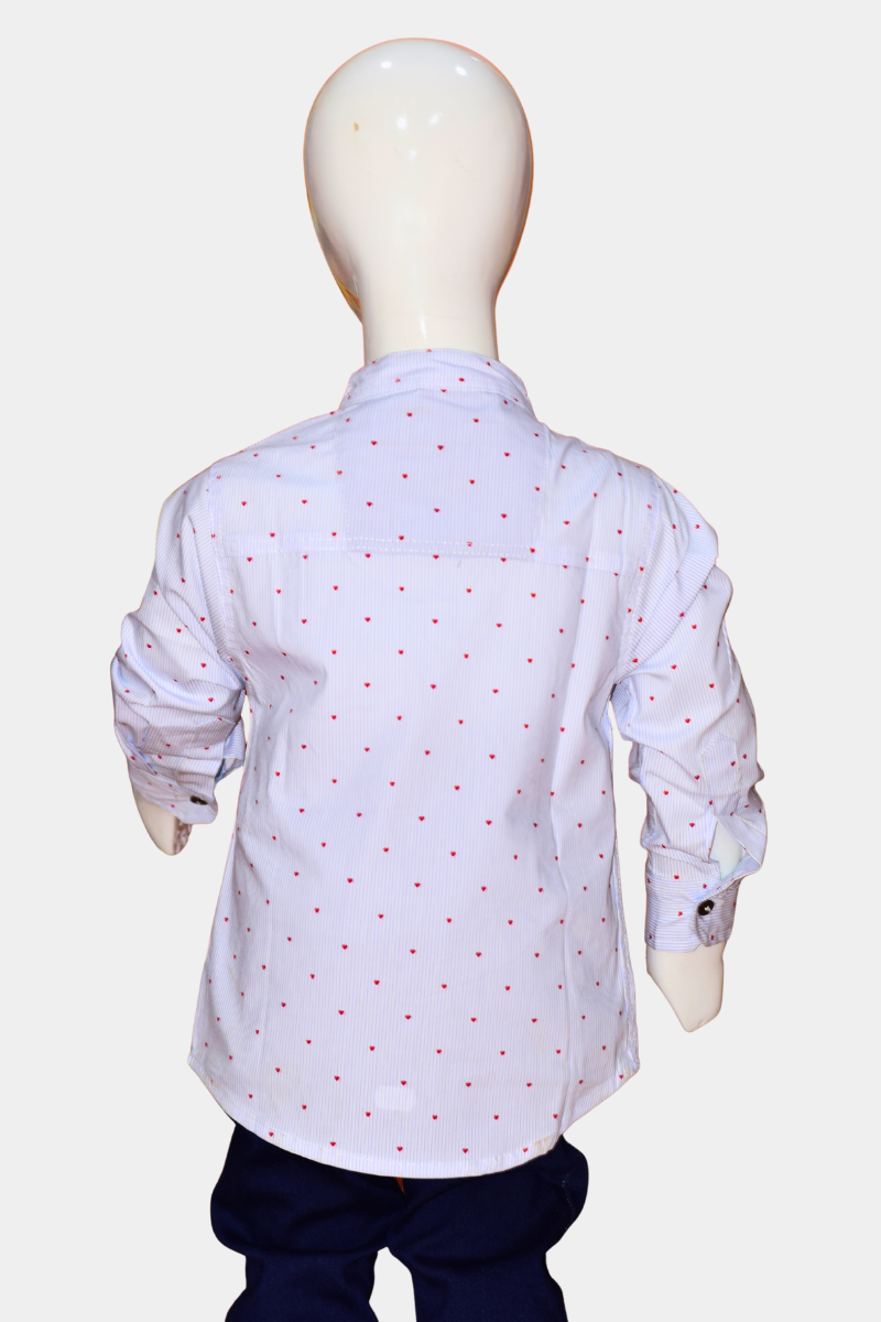 Boys' White Kurta Shirt with Red Polka Dots | Stylish & Comfortable Casual Wear