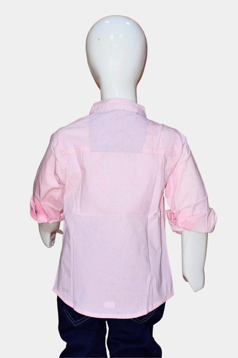 Boys' Pink Mandarin Collar Kurta Shirt | Soft Cotton Blend Casual & Festive Wear