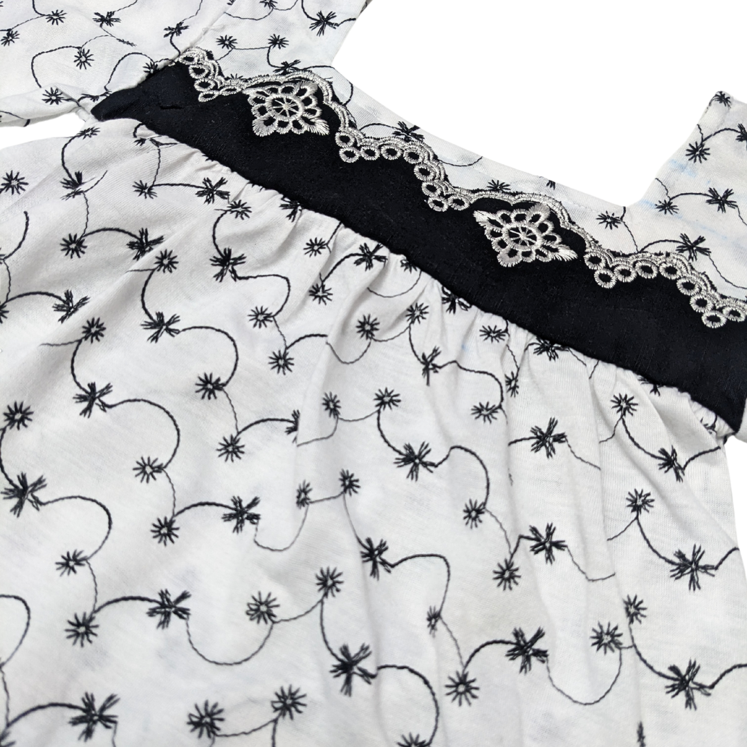 White Floral Embroidered Top and Shorts Set