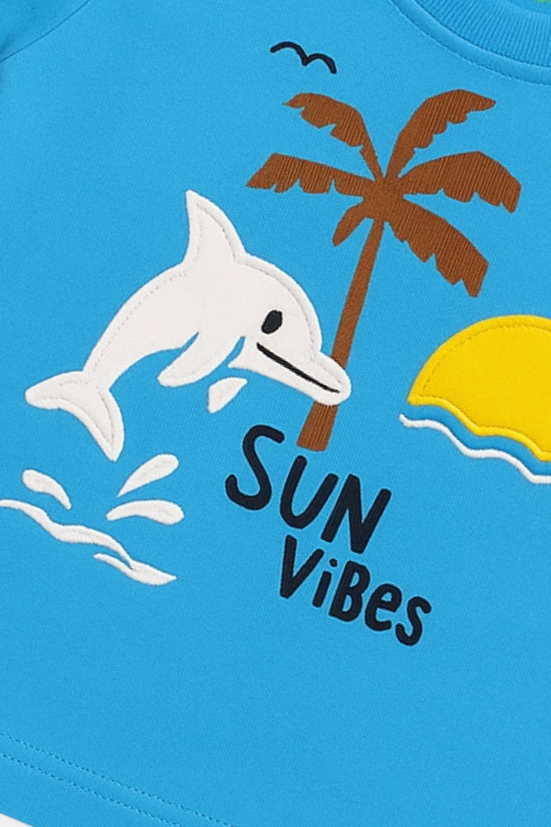 Baby “Sun Vibes” Blue T-Shirt – Tropical Dolphin Print
