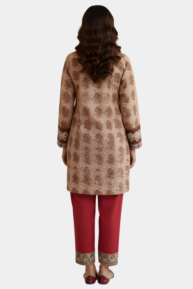 Mughal Print Embroidered Short Kurta Set