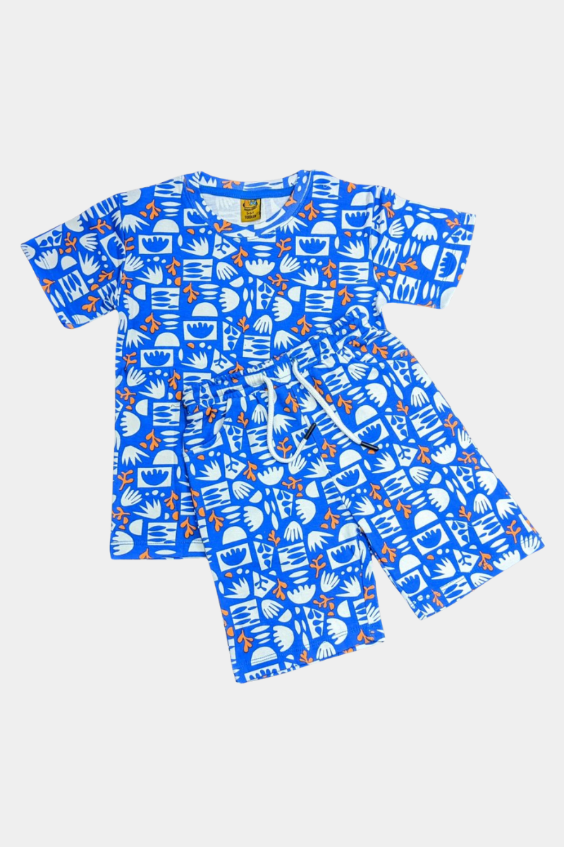Bluish All over printed summer suit for kids