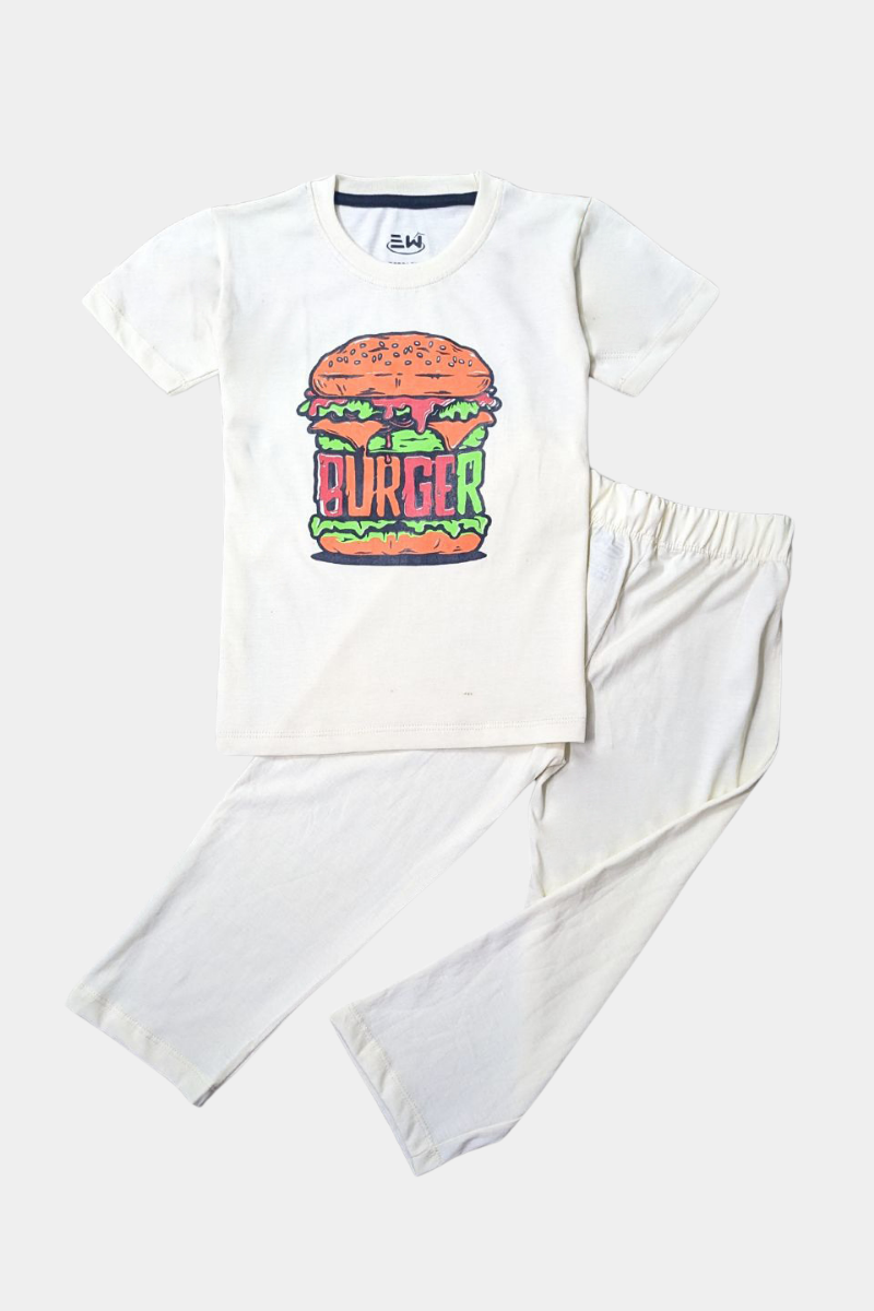 Boys PJ Jersey 2 Piece Suite Printed - Light Lemon