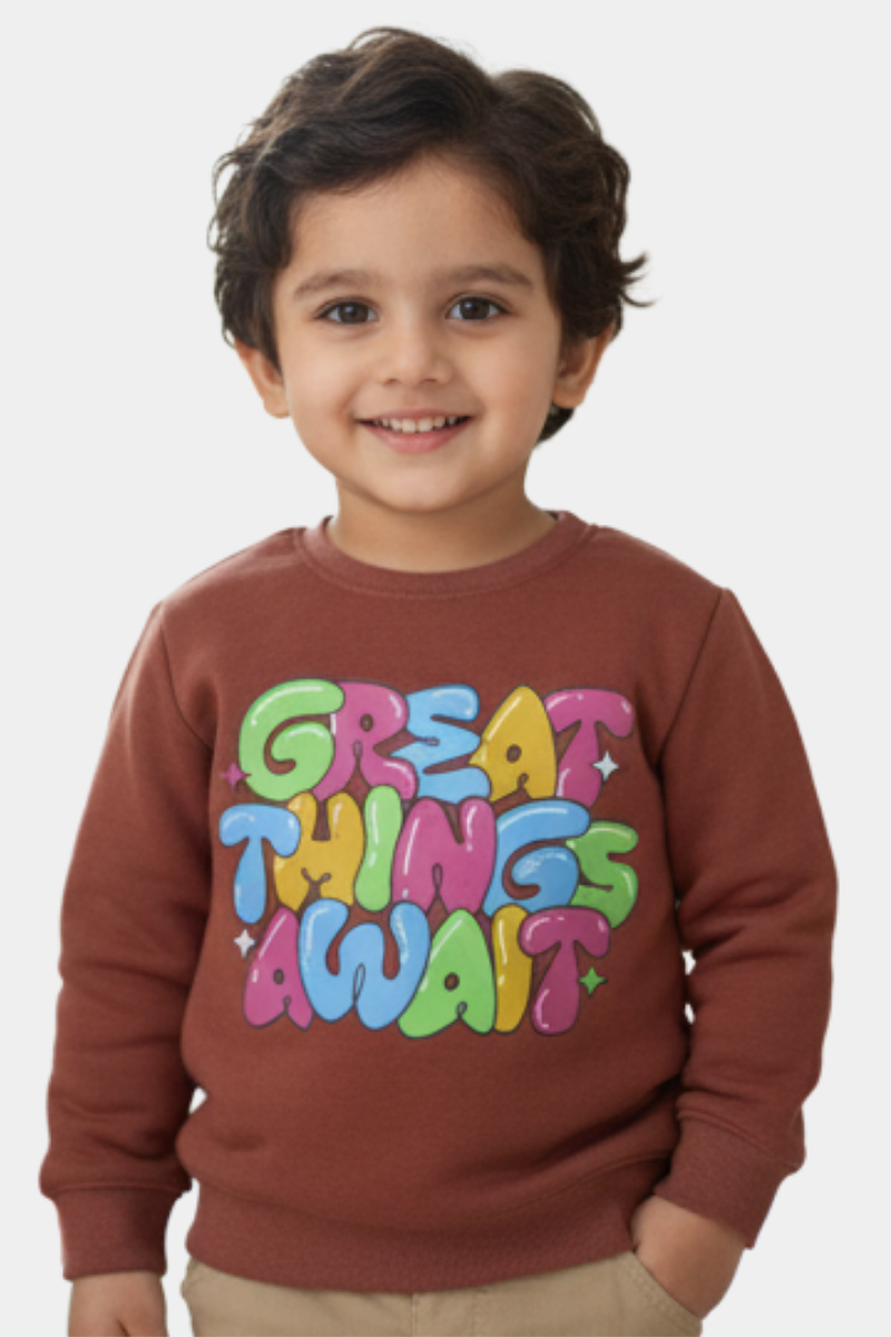 Great Things Await - Toddler Sweatshirt | Brown Bubble Print