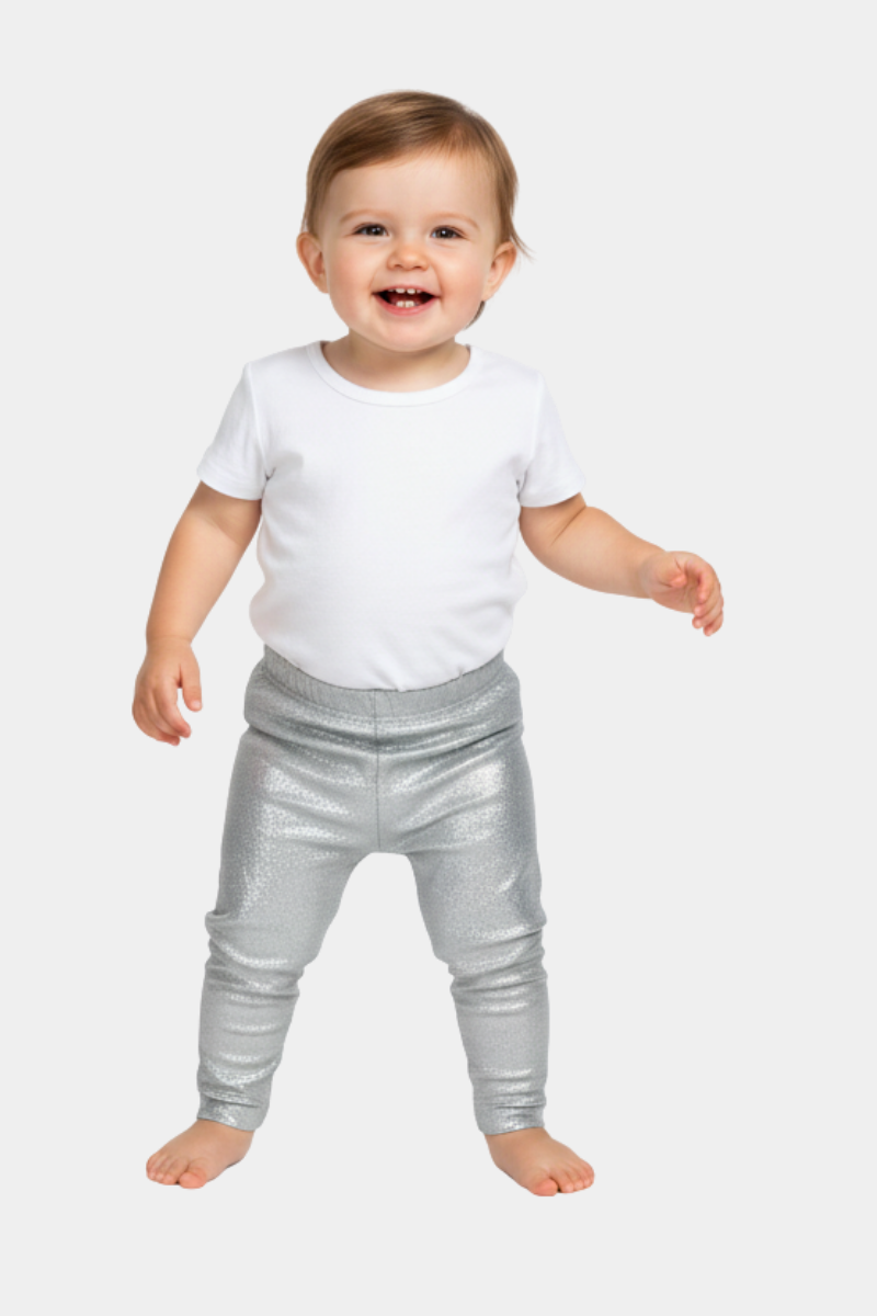 Kids' Silver Shimmer Leggings - Sparkle & Shine