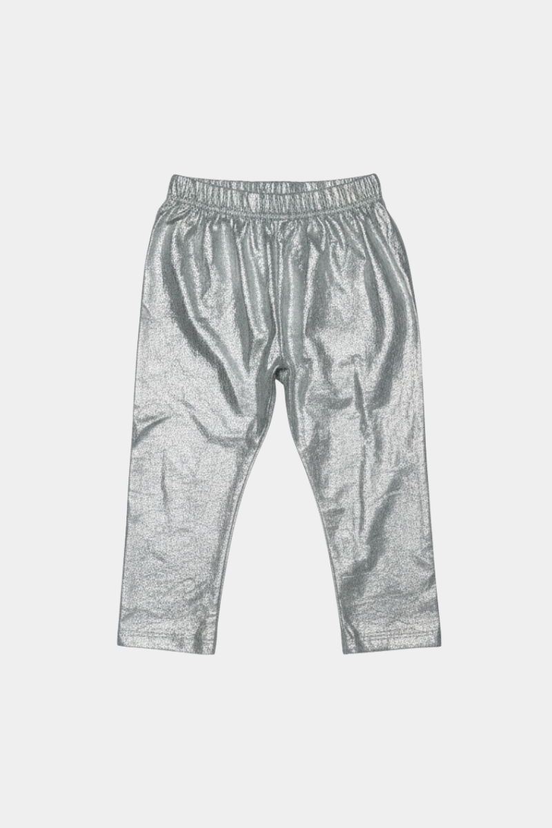 Kids' Silver Shimmer Leggings - Sparkle & Shine