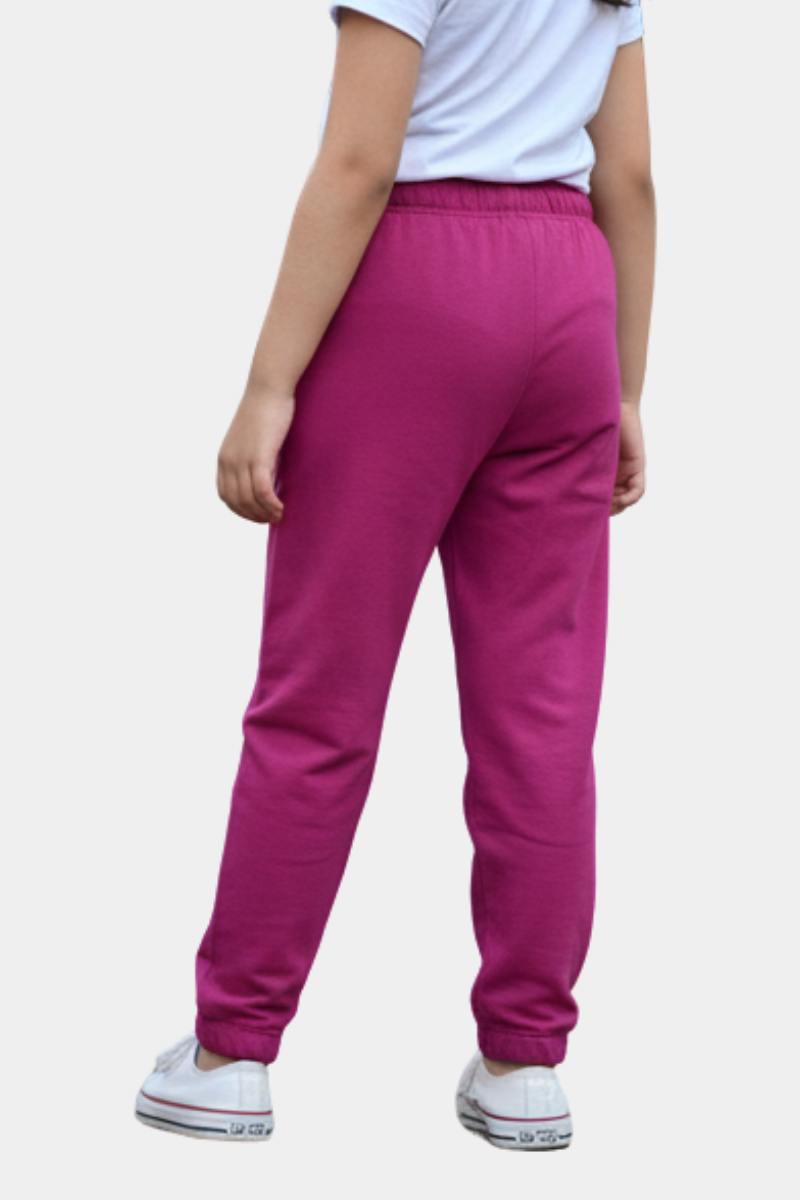 Magenta "Bloom" Graphic Fleece Joggers for Kids