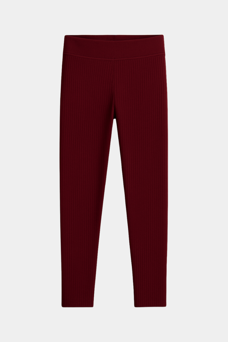Soft Ribbed Maroon Leggings