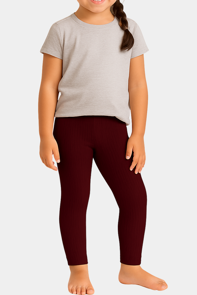 Soft Ribbed Maroon Leggings