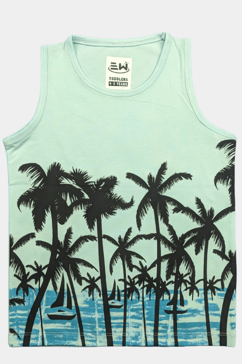 Tropical Palm Tree Print Tank Top for Kids