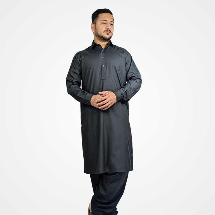 Men's Jet Black Shalwar Kameez