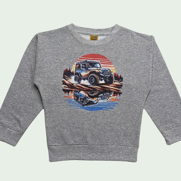 BOYS FLEECE PRINTED SWEATSHIRT - H-GREY