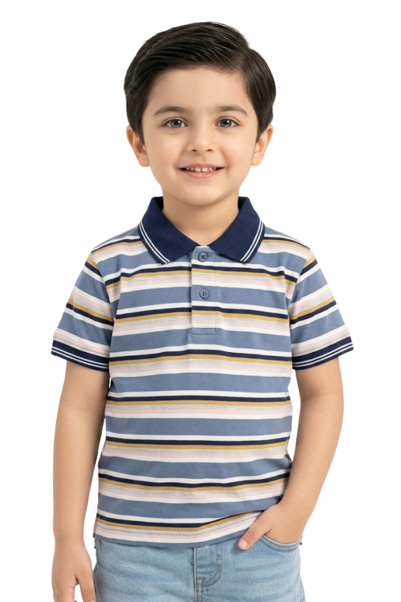 Coastal Blue Striped Jersey Polo