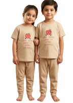 Kids' Unisex Beige Apple Tee & Joggers Pajama Set
