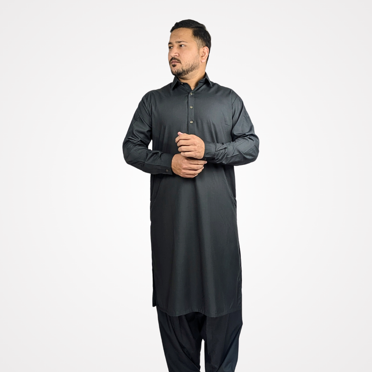 Men's Jet Black Shalwar Kameez