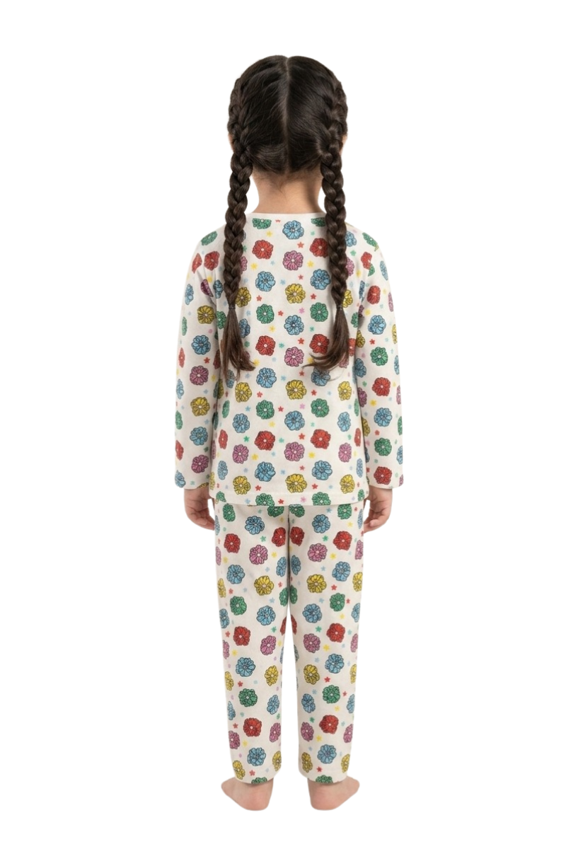 Floral Printed Kids Pajama Set – Soft & Comfy