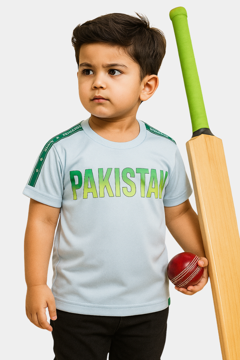 PAKISTAN” Toddler T-Shirt – Cool Blue with Shoulder Star Stripes