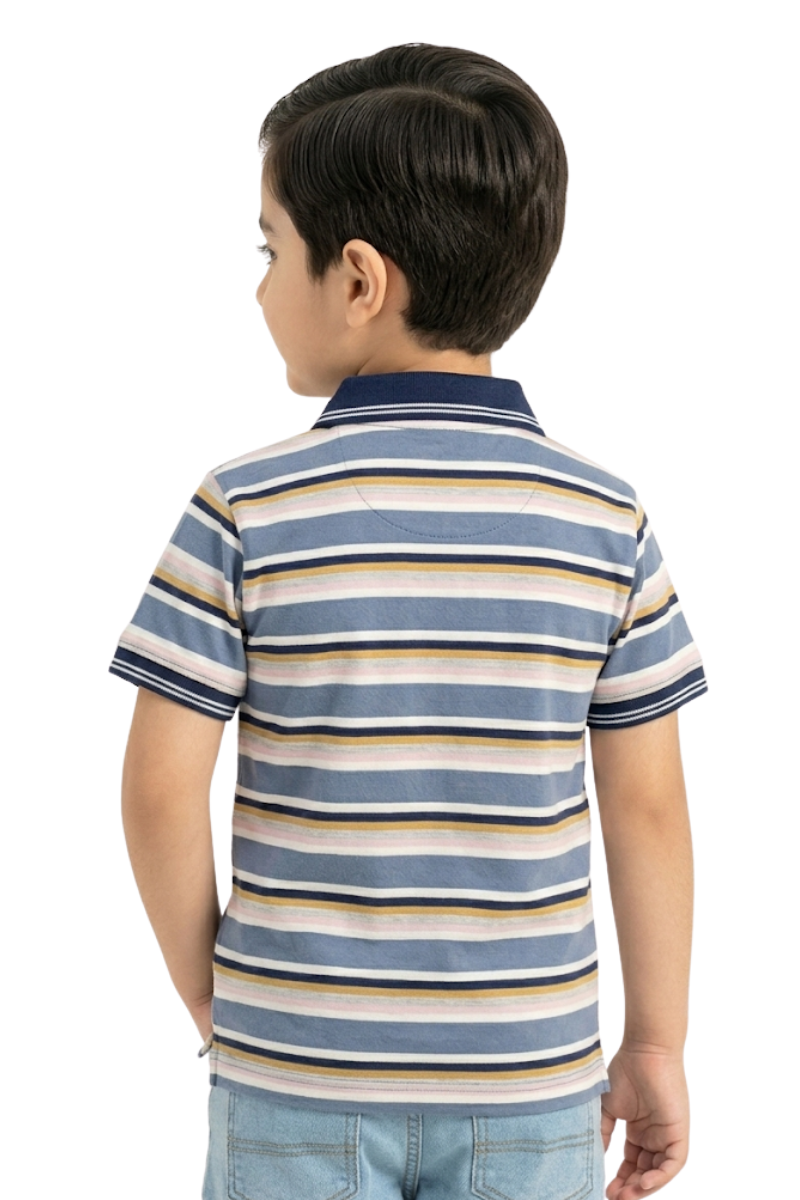 Coastal Blue Striped Jersey Polo