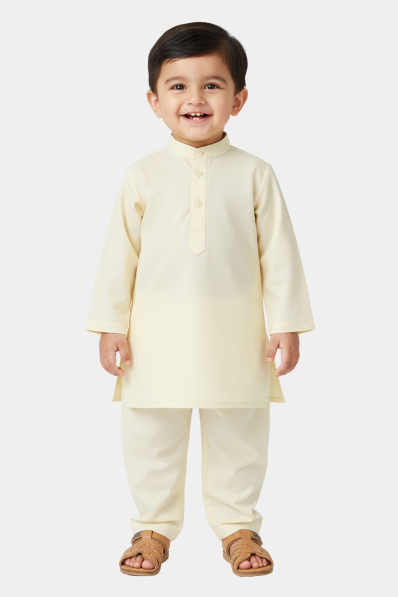 2PC Boys' Off-White Kameez Shalwar for Formal Wear