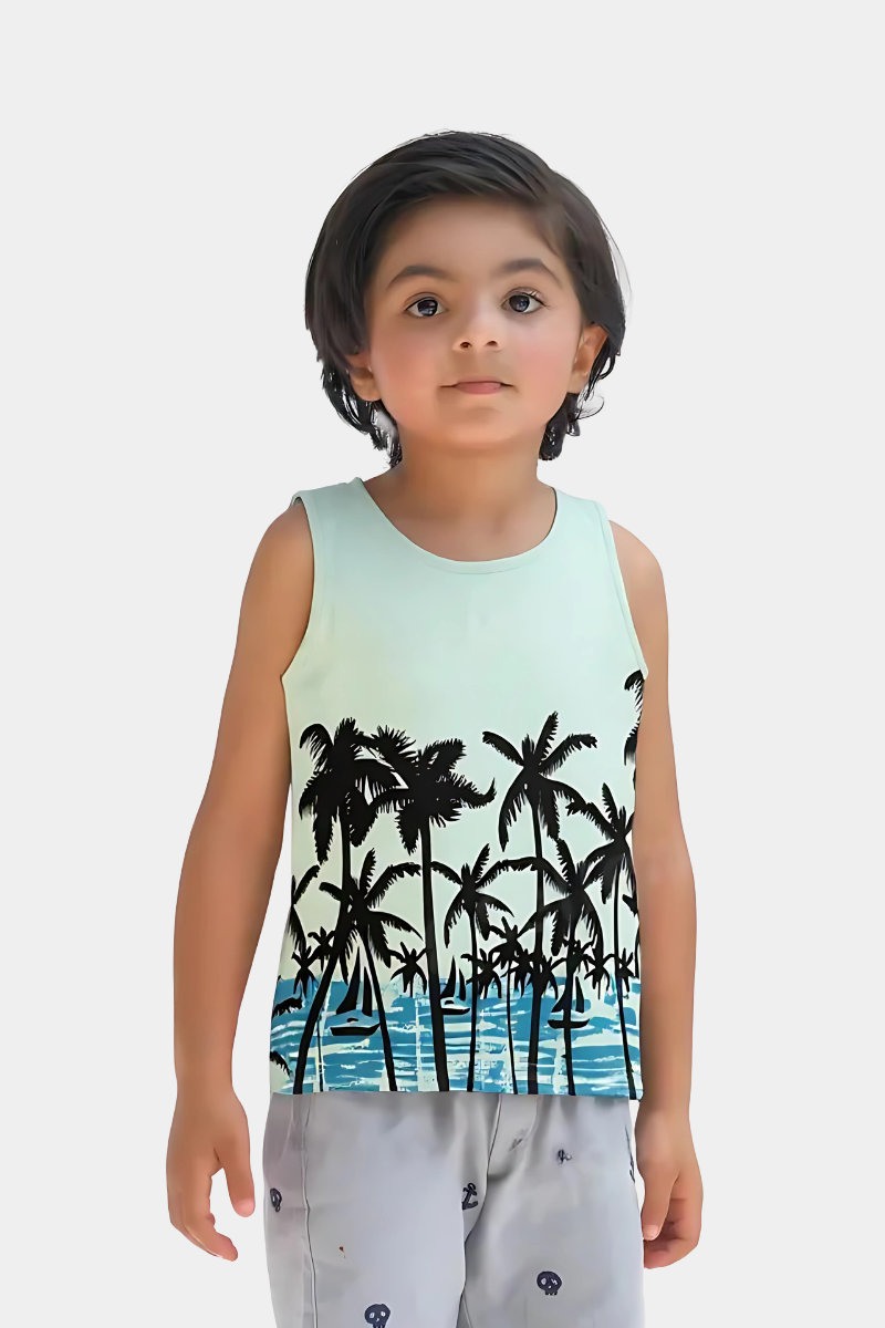 Tropical Palm Tree Print Tank Top for Kids