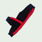 BOYS/GIRLS FLEECE STRIPPED TROUSER - BLACK/RED
