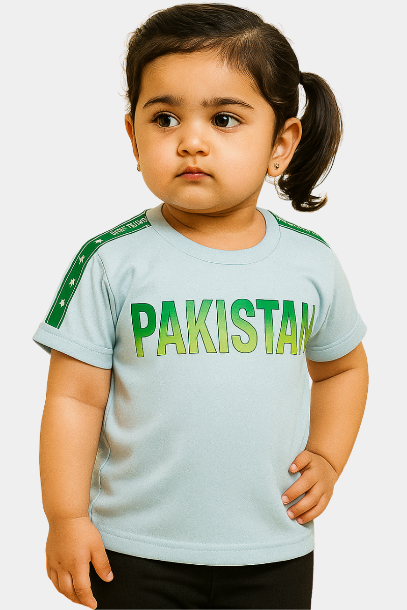 PAKISTAN” Toddler T-Shirt – Cool Blue with Shoulder Star Stripes