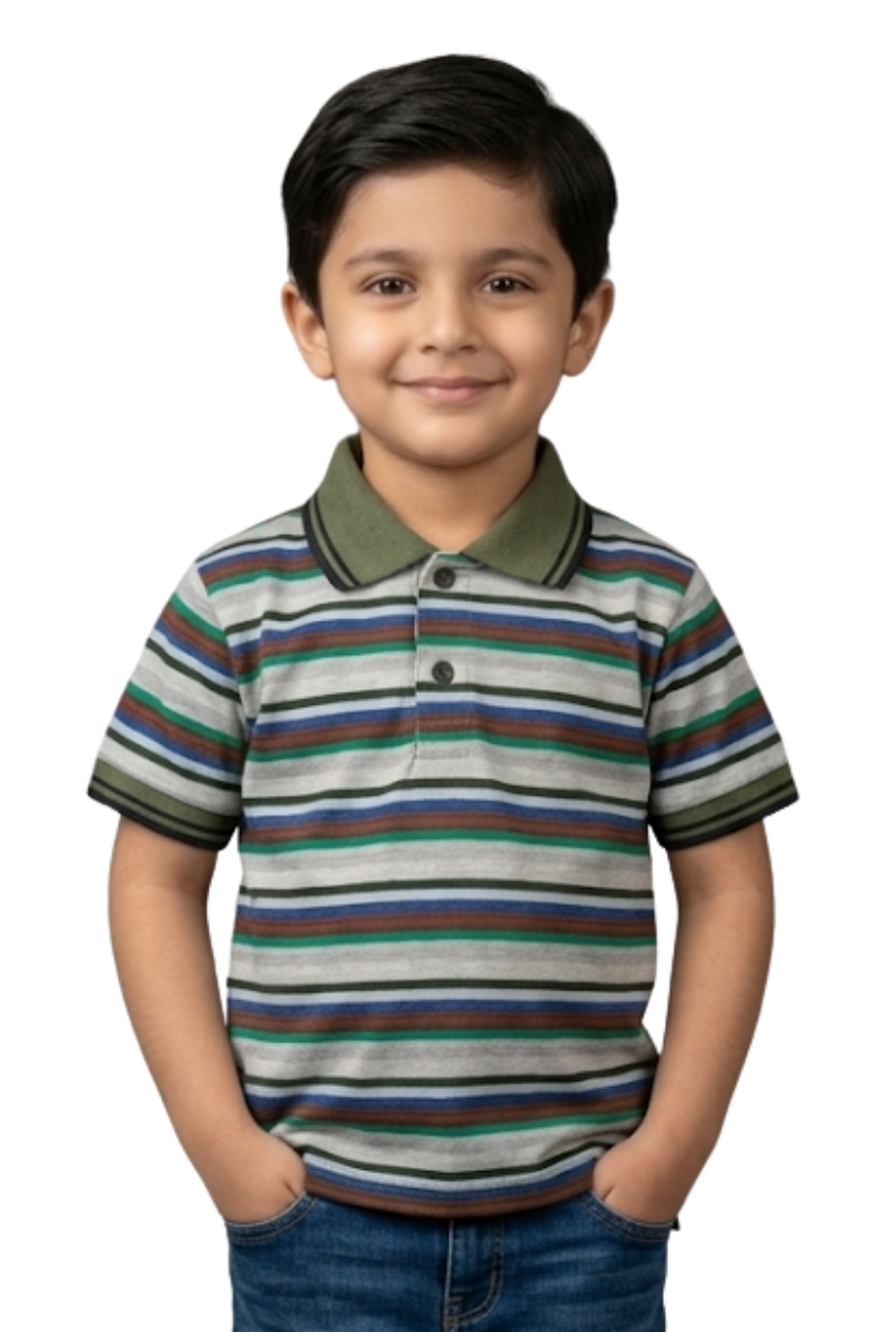Boys' Premium Striped Yarn Dyed Jersey Polo Shirt
