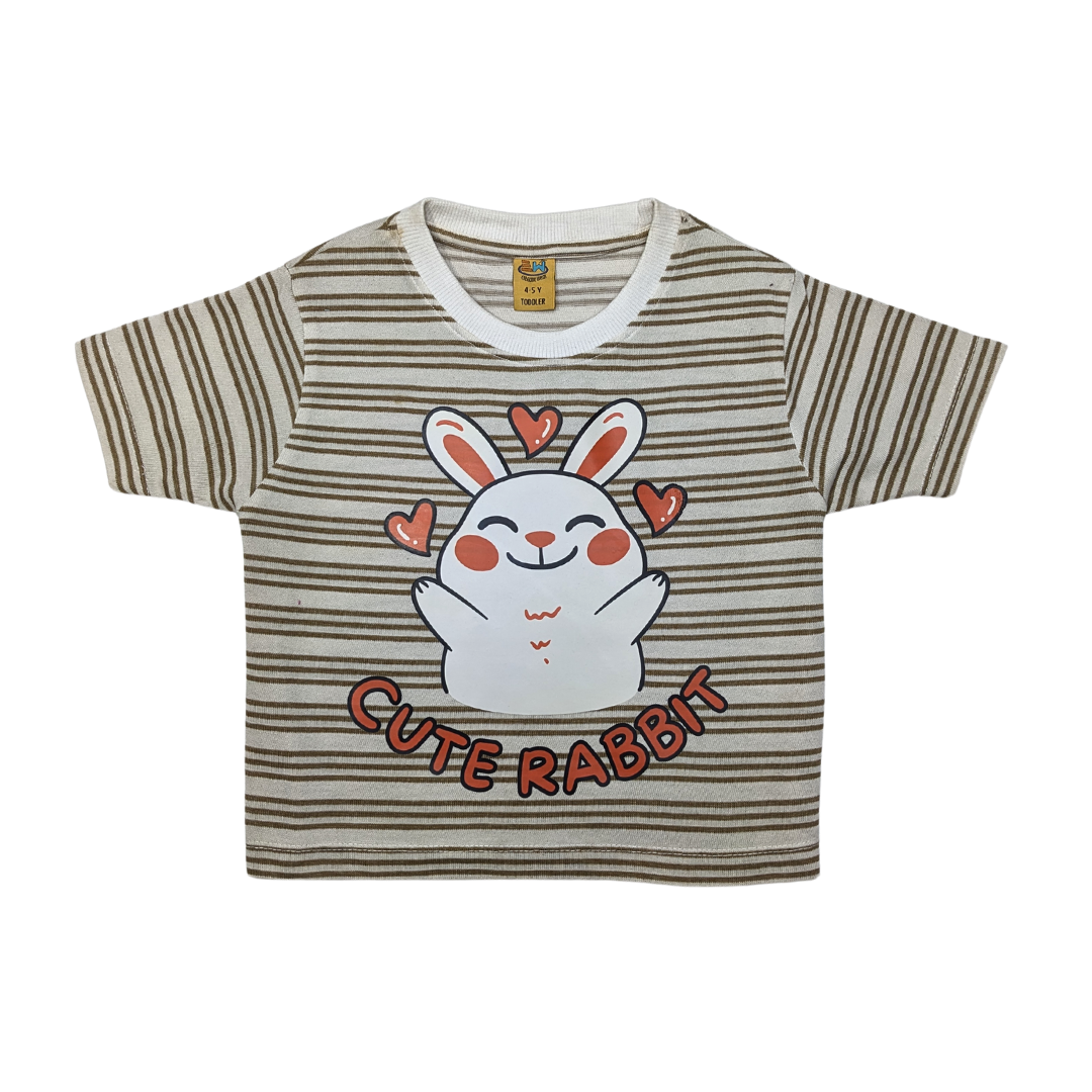 Cute Rabbit Striped Toddler T-Shirt – Adorable & Comfy