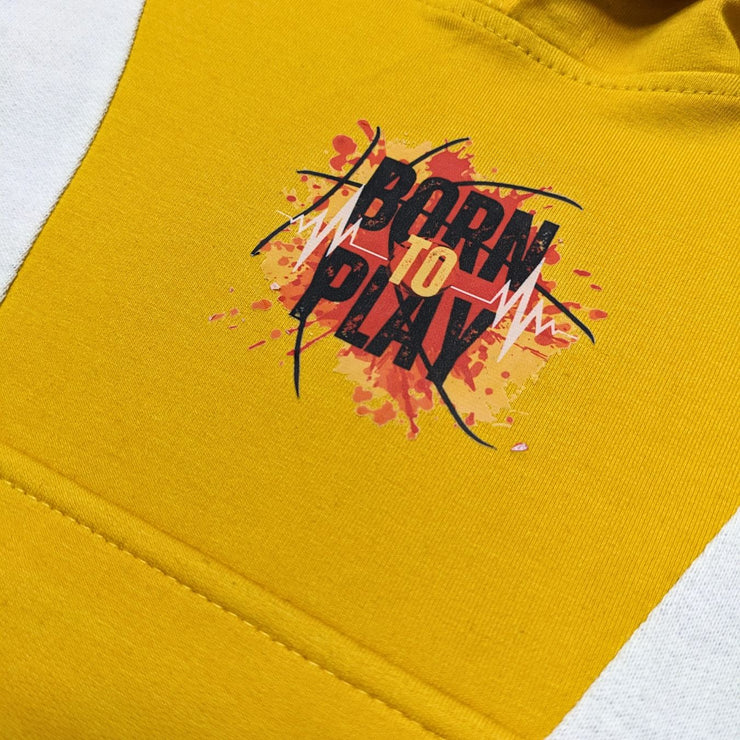 Unisex Born To Play Colorblock Fleece Hoodie - Black/Yellow