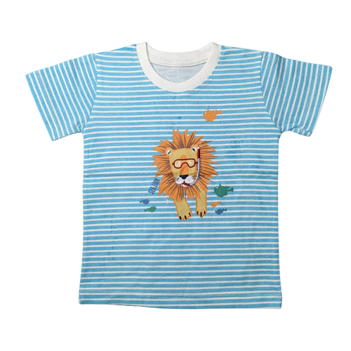 Adorable Striped Lion Print T-Shirt for Kids