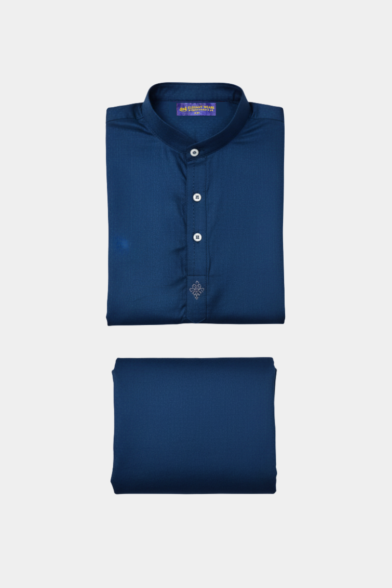 Boys' Elegant Navy Blue Embroidered Kameez Shalwar