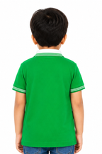 Kids Green Cricket Embroidered Cotton Jersey Polo Shirt