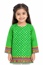 Girls Green 14 August Printed Lawn Cotton Kurti | Pakistan Independence Day Collection
