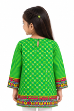 Girls Green 14 August Printed Lawn Cotton Kurti | Pakistan Independence Day Collection