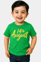 Kids' 14th August Independence Day T-Shirt â€“ Green & Yellow