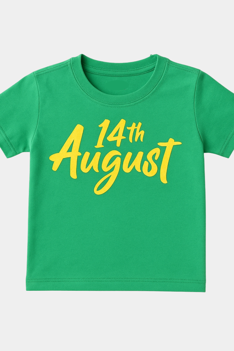 Kids' 14th August Independence Day T-Shirt – Green & Yellow