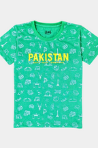 Kids Green Pakistan T-Shirt â€“ â€œUnity, Faith, Disciplineâ€ Heritage Print