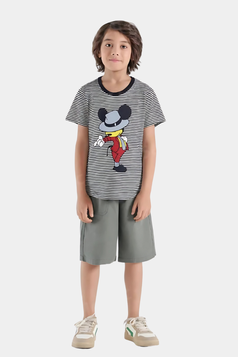 Retro Cartoon Striped Kids' T-Shirt – Fun & Stylish Casual Wear