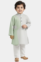 Boys' Modern Color-Block Kameez Shalwar - Grey & Mint Green