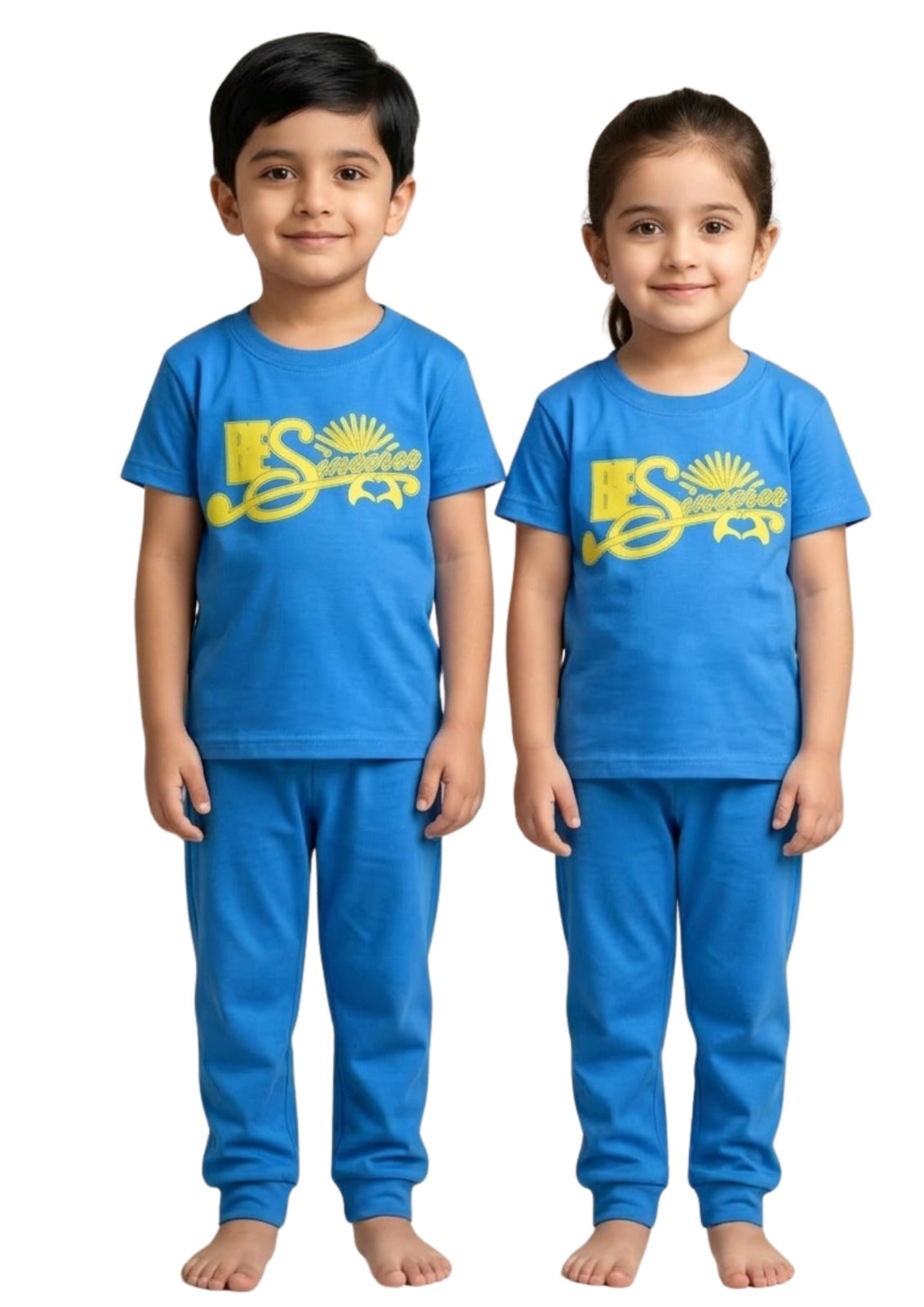 Kids' Unisex "Be Sincere" Blue Tee & Pajama Set