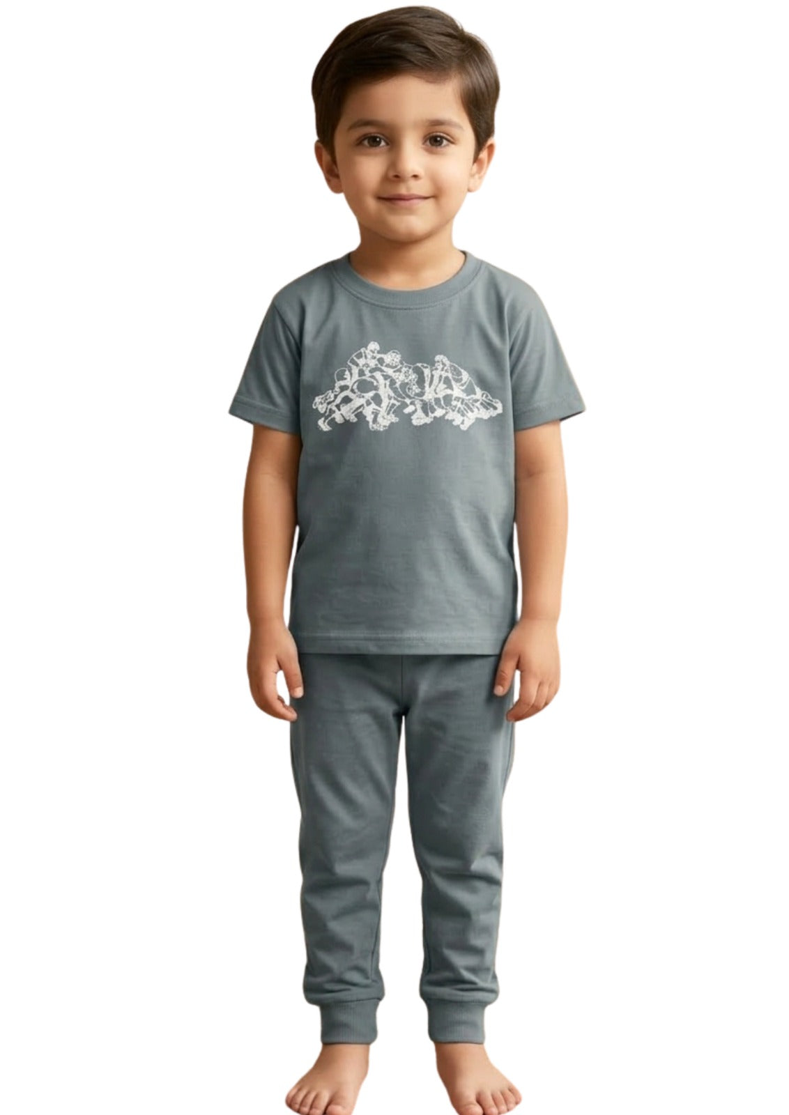 Boy's Grey Rugby Scrum Pajama Set