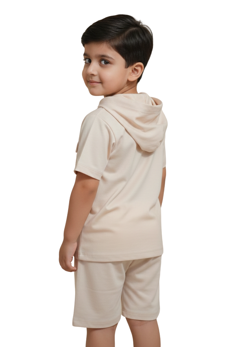 Boys' 2-Piece Grey Space-Dye Set - Henley Tee & Matching Shorts