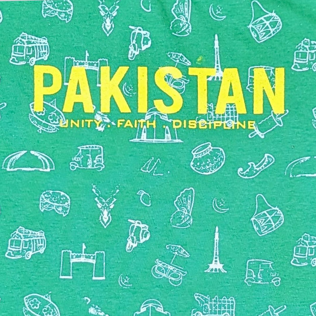 BOYS & GIRLS ALLOVER PRINTED WITH PAKISTAN THEME PC JERSEY - GREEN