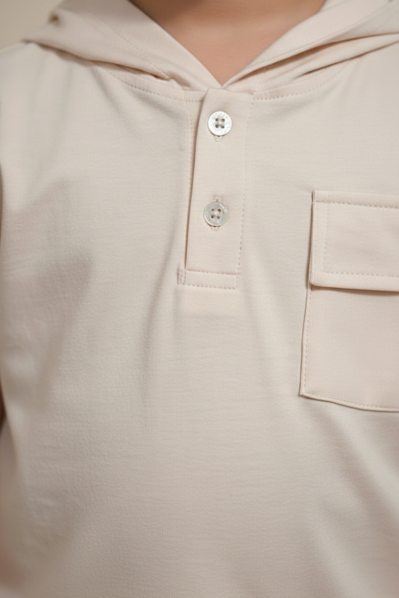 Boys' 2-Piece Grey Space-Dye Set - Henley Tee & Matching Shorts